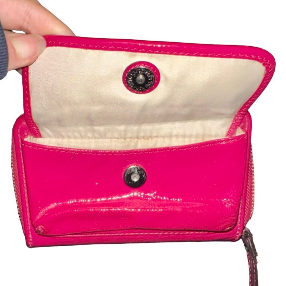 Authentic Coach Fuschia Pink Zippy Patent Leather Wallet Wristlet Cardholder - Picture 6 of 8